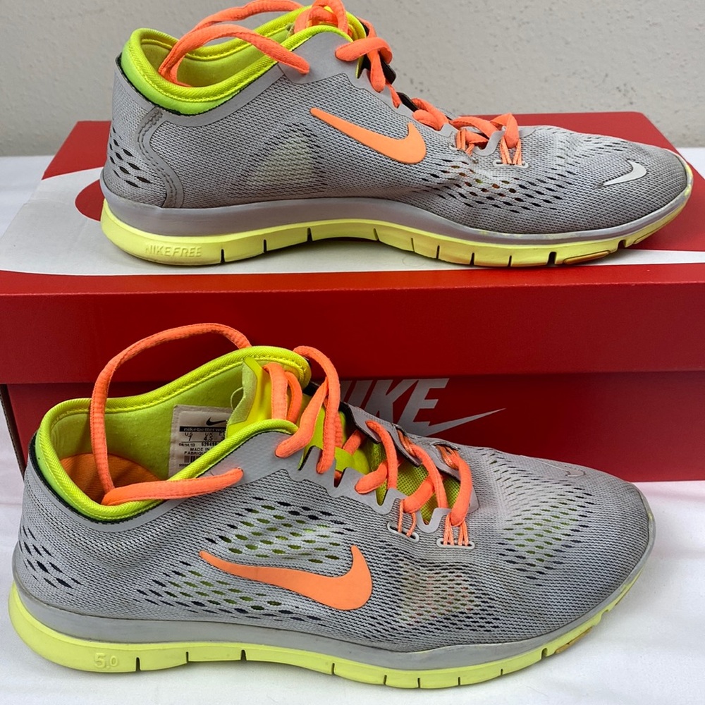 Nike Free 5.0 TR Fit 4 Lace Up Running Shoes Low Top Gray Yellow Women's 7